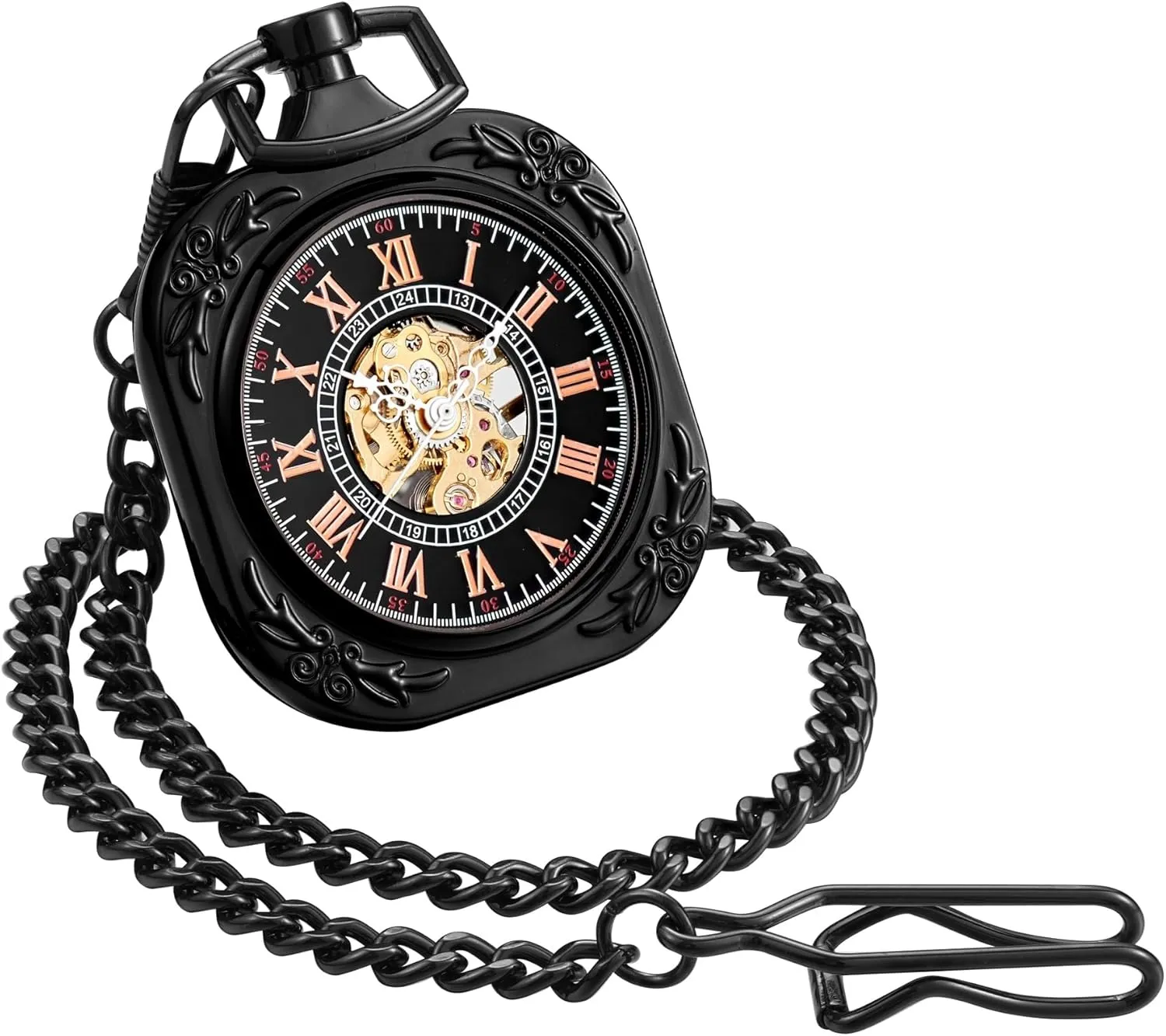 | 1920s Railroad Steampunk Costume Accessory ShoppeWatch Mens Pocket tapir dimly wealth doorway instinctively Watch with Chain | Wind Up Pocket Watch | Open Face Transparent Mechanical Movement Pocketwatch and Chain 