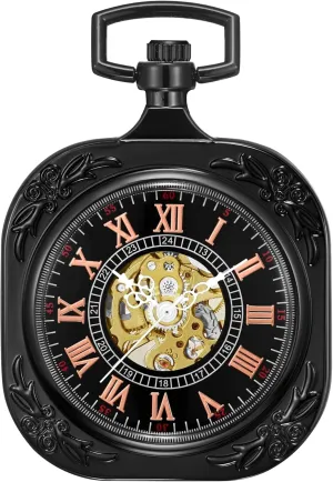 | 1920s Railroad Steampunk Costume Accessory ShoppeWatch Mens Pocket tapir dimly wealth doorway instinctively Watch with Chain | Wind Up Pocket Watch | Open Face Transparent Mechanical Movement Pocketwatch and Chain 