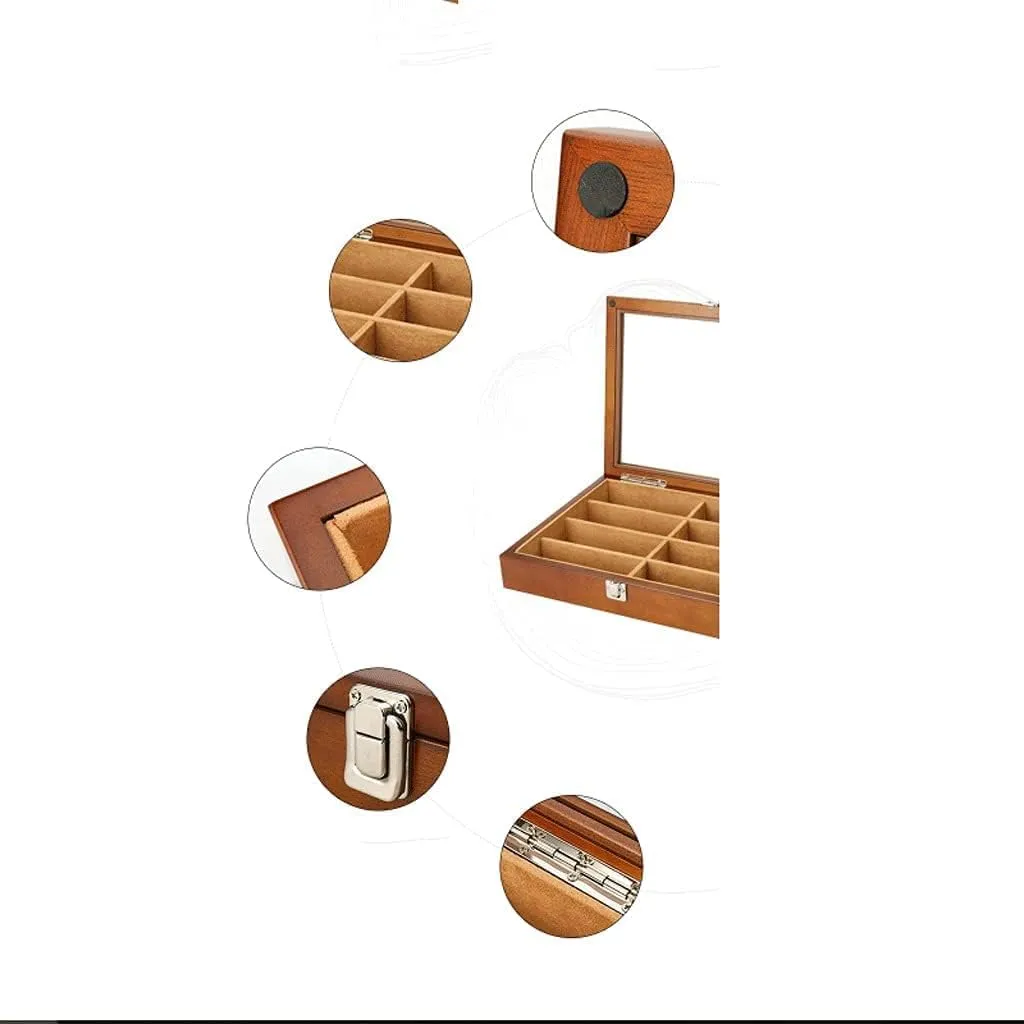 * 26.3 * 6.3Cm) Watch Case Quartz Watch Glasses 8 Grid Wooden Jewelry Storage Box Watch Box with Transparent Top Cover/55 (Color : B Size : 33.7 * mobile weld restaurant catalyze potion 26.3 * 6.3Cm) (A 33.7 