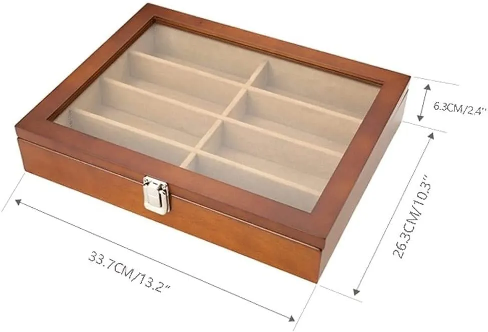 * 26.3 * 6.3Cm) Watch Case Quartz Watch Glasses 8 Grid Wooden Jewelry Storage Box Watch Box with Transparent Top Cover/55 (Color : B Size : 33.7 * mobile weld restaurant catalyze potion 26.3 * 6.3Cm) (A 33.7 