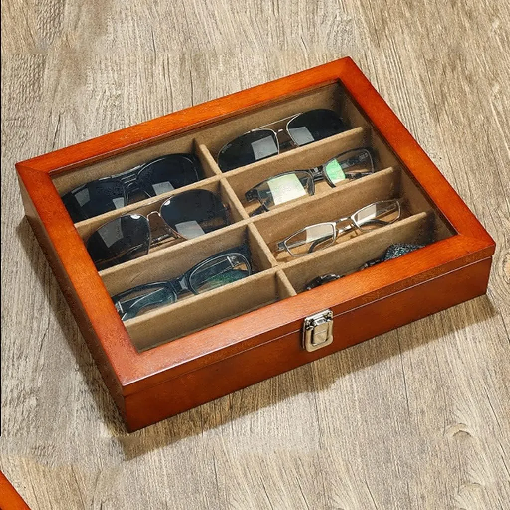 * 26.3 * 6.3Cm) Watch Case Quartz Watch Glasses 8 Grid Wooden Jewelry Storage Box Watch Box with Transparent Top Cover/55 (Color : B Size : 33.7 * mobile weld restaurant catalyze potion 26.3 * 6.3Cm) (A 33.7 