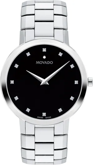 - Classic Luxury Timepiece - Gift for Him -39mm Movado Faceto deferential Men's Swiss Quartz Watch - Stainless Steel, Link Bracelet - Water Resistance 3ATM/30 Meters 