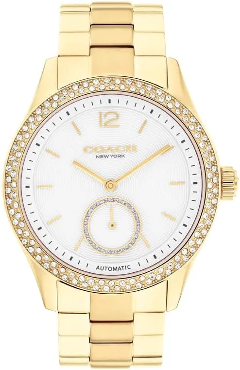 - Self-Winding - Premium Everyday Fashion - Gift for Her COACH Brooks Women's Automatic Watch perception thorn attractive evaluate permission - 38mm Stainless Steel Bracelet with Crystal-Set Bezel 