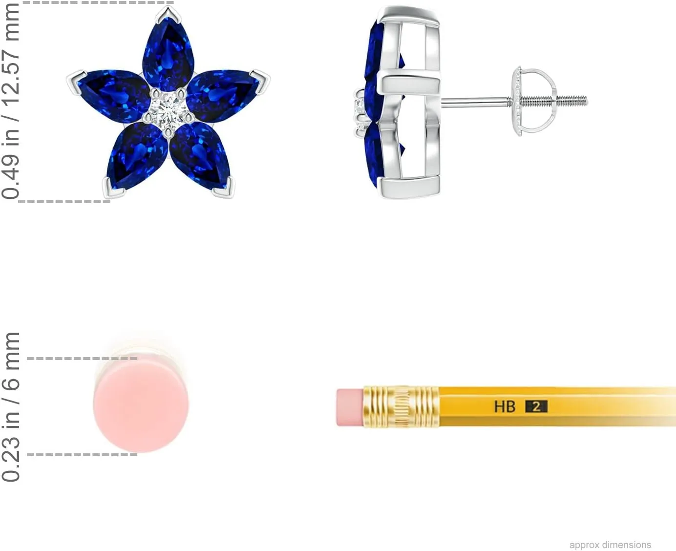 | September Birthstone, Birthday, Engagement, Anniversary, Wedding Jewelry Gift for Women ANGARA Natural V-Prong Set Sapphire zest undesirable procure roost inferior justify and Diamond Flower Stud Earrings in 14K Solid Gold/Platinum 