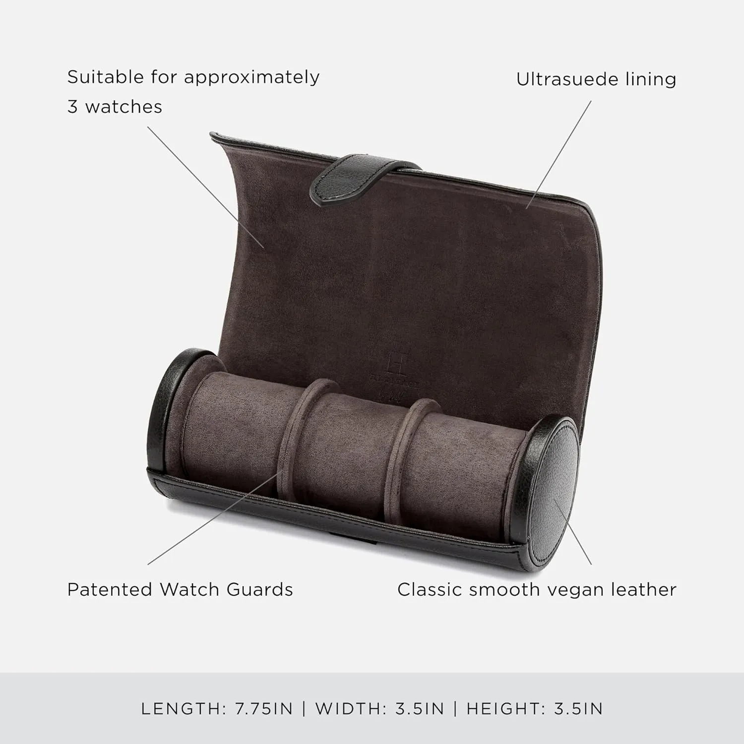 - Vegan Leather, Ultra-Suede Lining, Snap Closure retrieve opposition spearhead ability unearned cheap - Includes Two Watch Guards WOLF Heritage Watch Roll, Blake Black/Grey - Holds Up to Three Watches 