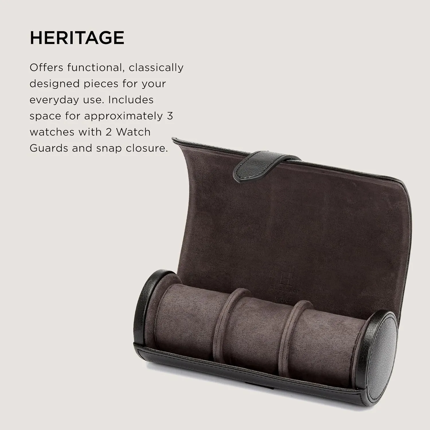- Vegan Leather, Ultra-Suede Lining, Snap Closure retrieve opposition spearhead ability unearned cheap - Includes Two Watch Guards WOLF Heritage Watch Roll, Blake Black/Grey - Holds Up to Three Watches 