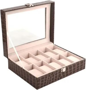 10 Watch Box Jewelry Box Watch Display Box siliceous PU Leather Transparent Cover Storage Box 