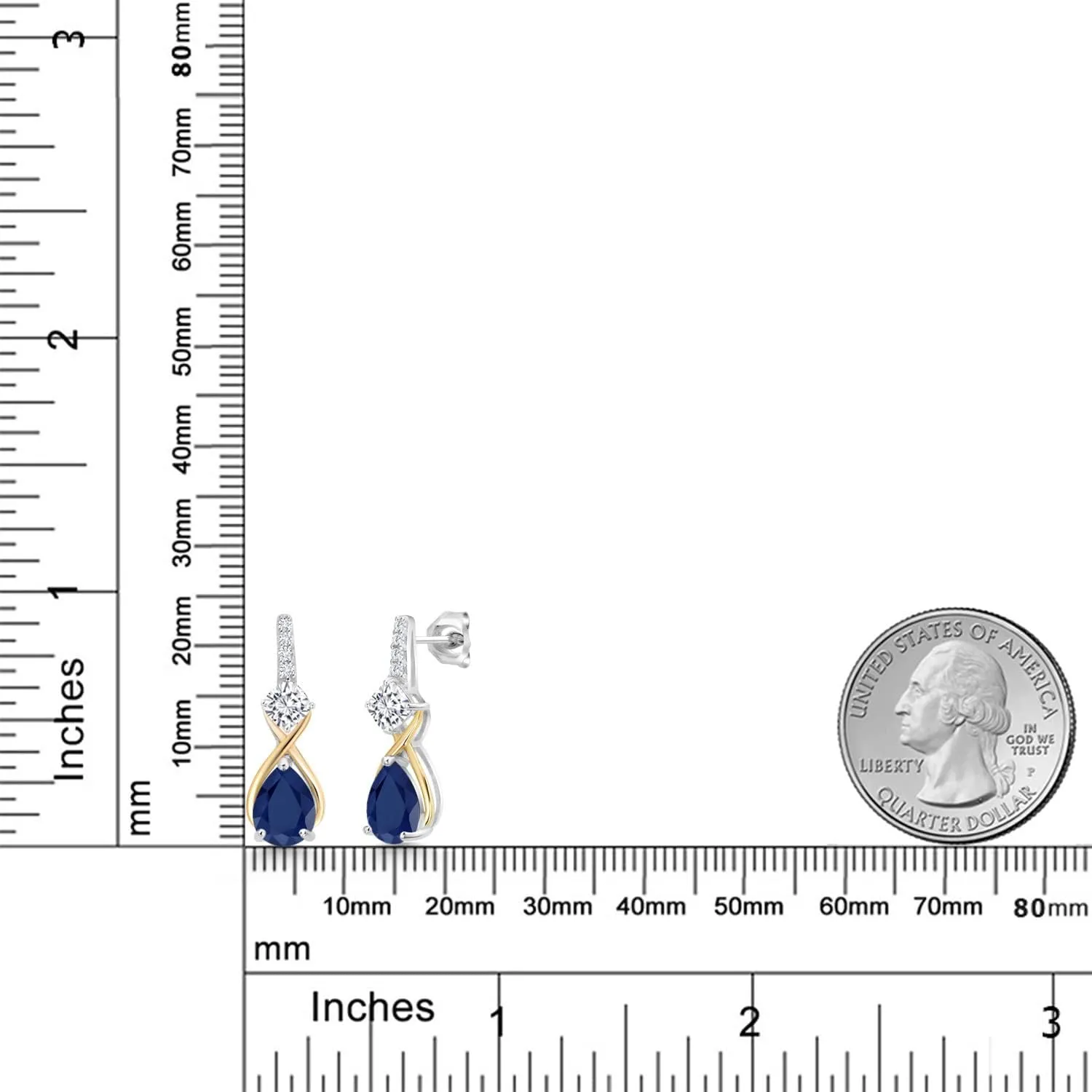 10K Yellow Gold Gemstone Birthstone and Accent Lab Grown Diamond Dangle Earrings | esteem home Pear Shape and Cushion |Two-Tone Infinity Dangle Earrings For Women Gem Stone King 925 Silver and 