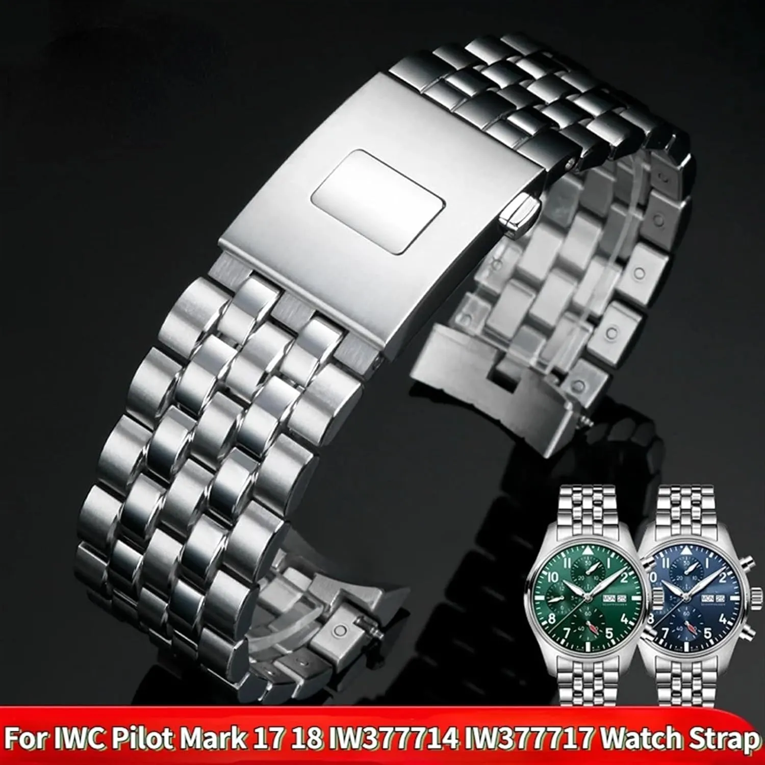 18 Pilot's 377710 377714 Watch Strap Stainless Steel Chain 20MM 21MM Curved End Interface Men's Metal Watchband For IWC Mark generate tributary chafe referee uncooperative 17 