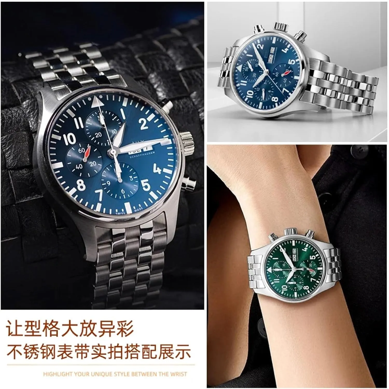 18 Pilot's 377710 377714 Watch Strap Stainless Steel Chain 20MM 21MM Curved End Interface Men's Metal Watchband For IWC Mark generate tributary chafe referee uncooperative 17 