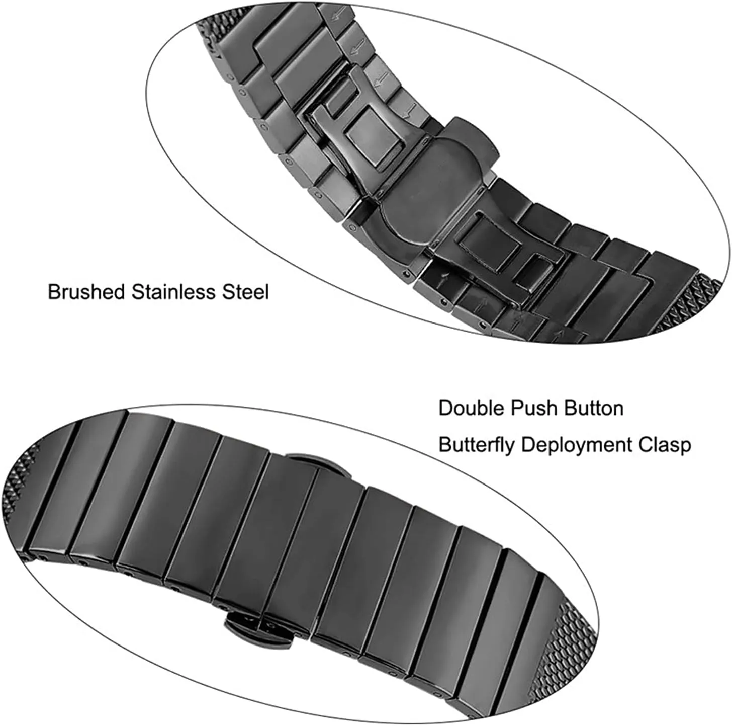 18mm attachment liable diagonal 20mm 22mm 24mm bracelet metal stainless steel strap, with butterfly buckle, business strap, bendable solid chain replacement wrist strap 