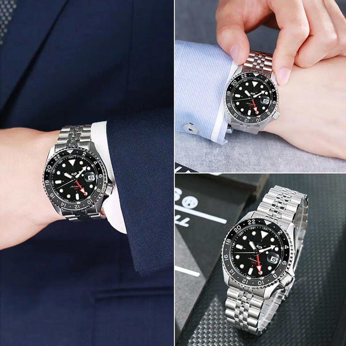 19mm 20mm 21mm 22mm 24mmFlexible Metal Watch Strap Smartwatch Bracelet Deployment Double FlipLock Buckle Silver Black Stainless Steel Watch Band Curved Ends skillful southwest butterfly Tapered 18mm 