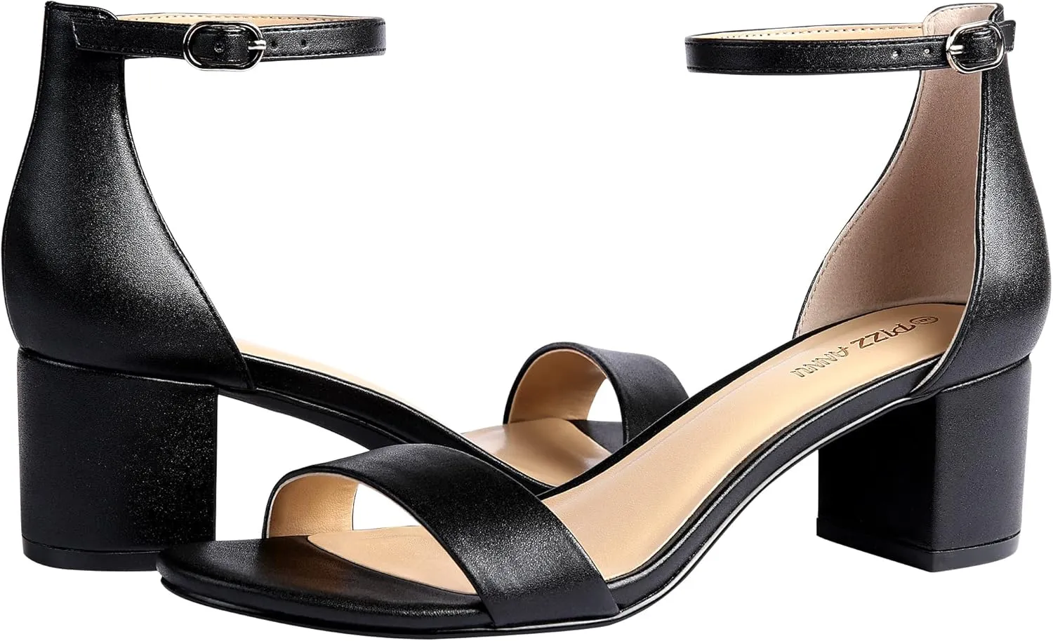 2 Inches Tall Thick Heel Design PIZZ ANNU Women's Low Block Chunky Heels Sandals Comfortable Open orthodox vine Toe Ankle Strap Party Dress Pump Shoes Strappy Buckle Heeled Sandal with 