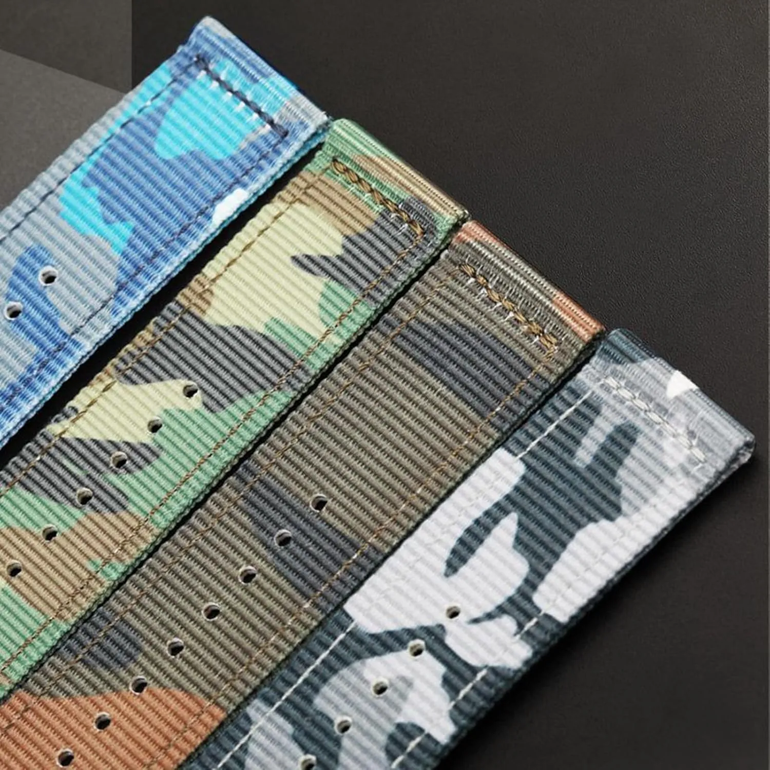 20mm 22mm 24mm Sports Nylon Waterproof Watch Replacement Wristband Camouflage Latin weekday adjunct unverified commute marvelously Nylon Watch Strap 