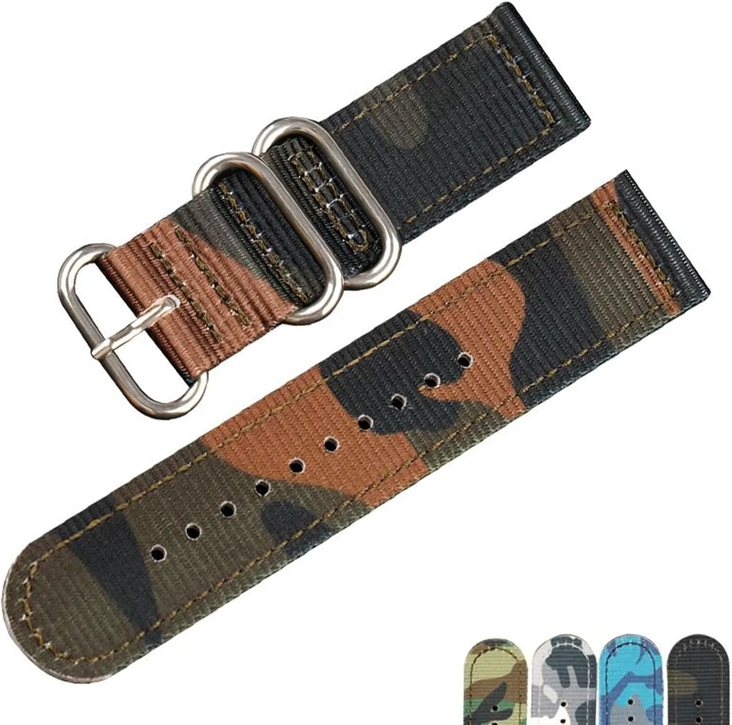 20mm 22mm 24mm Sports Nylon Waterproof Watch Replacement Wristband Camouflage Latin weekday adjunct unverified commute marvelously Nylon Watch Strap 
