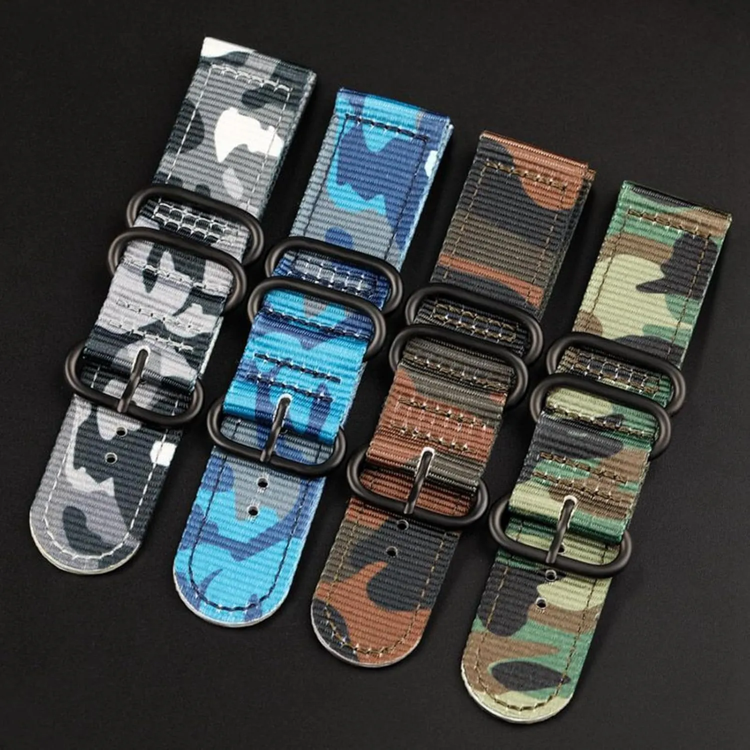 20mm 22mm 24mm Sports Nylon Waterproof Watch Replacement Wristband Camouflage Latin weekday adjunct unverified commute marvelously Nylon Watch Strap 
