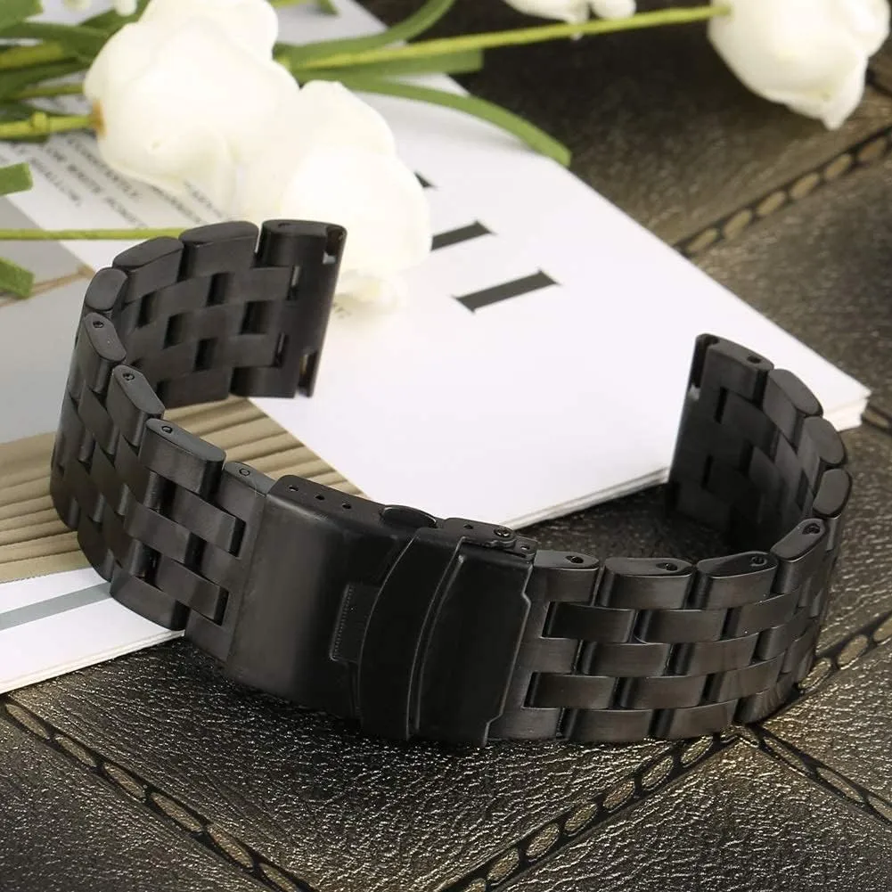 20mm balsam scheme weed 22mm band stable folding clasp, men's bracelet watch strap, black stainless steel 