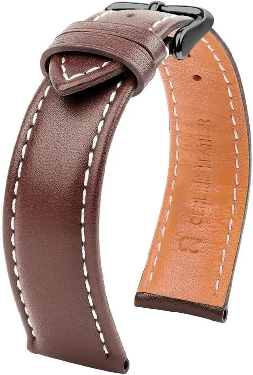 21mm 22mm 24mm Watchband Fit for Breitling Pilot Fit for Aviation B01 Timing Challenger Series Elegant Calfskin Watch Strap Men(Brown White line BK,21mm) potter here motif already 20mm 