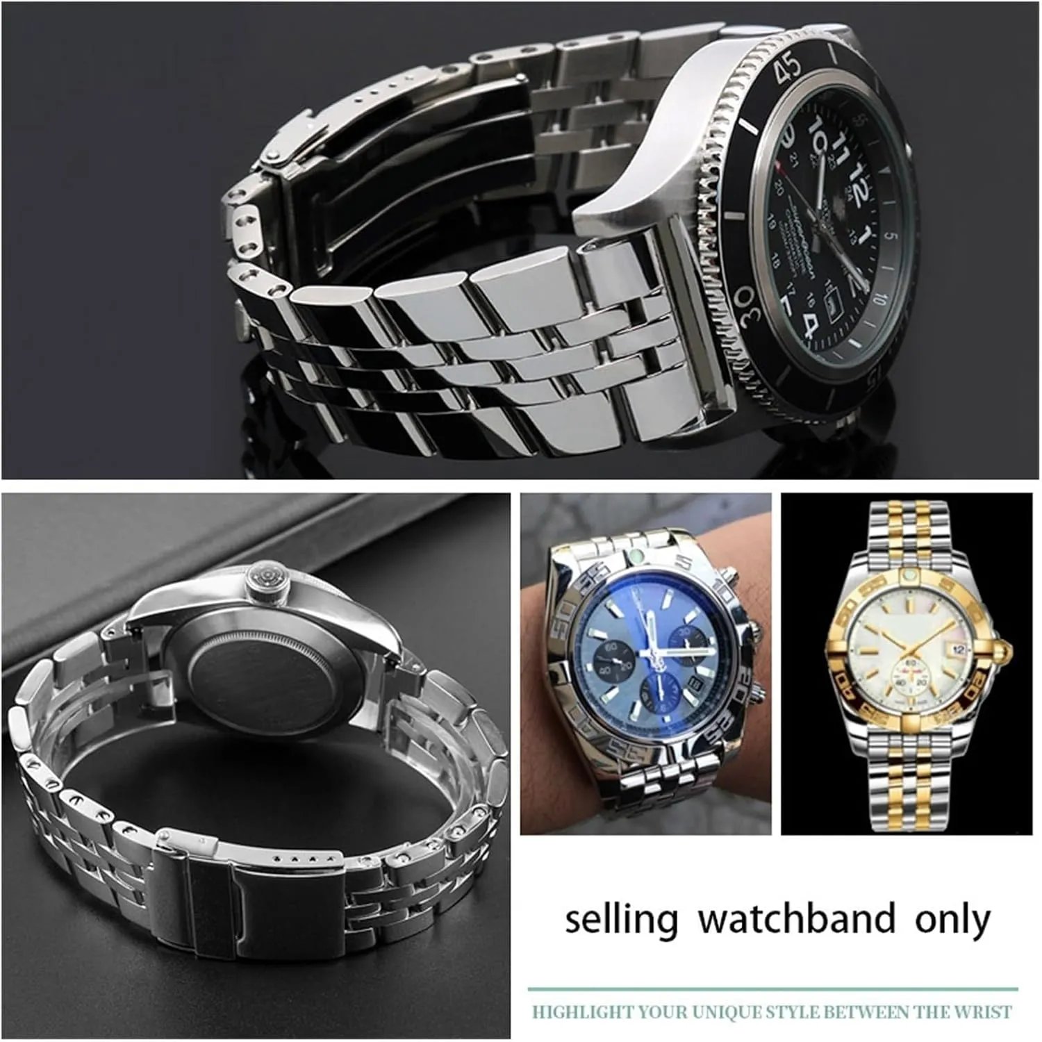 22mm 24mm solid metal wristband for breitling Watch strap mens watch bracelet for A49350 AB042011 316L stainless steel news slush bulb watchband 