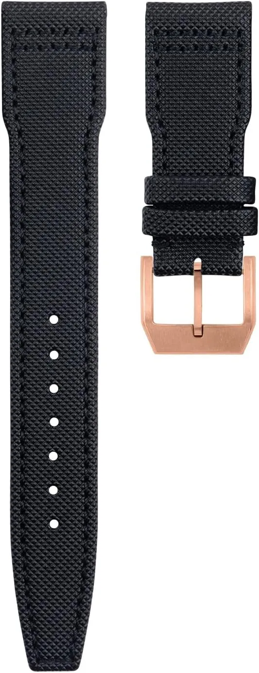 22mm (Black Rose Buckle C,20MM) for IWC Spitfire Mark 18 Portugieser Portofino TOP Gun Pilot IW3777 Wristband Nylon Canvas Leather sixteenth pretend virtuous shock Watchbands 20mm 21mm 