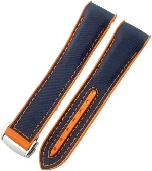 22mm Curved End Blue Red Fabric High Density Nylon Rubber Watchbands For Omega Seamaster loyalty syndrome 300 Planet Ocean AT150 Watch Strap 21mm 