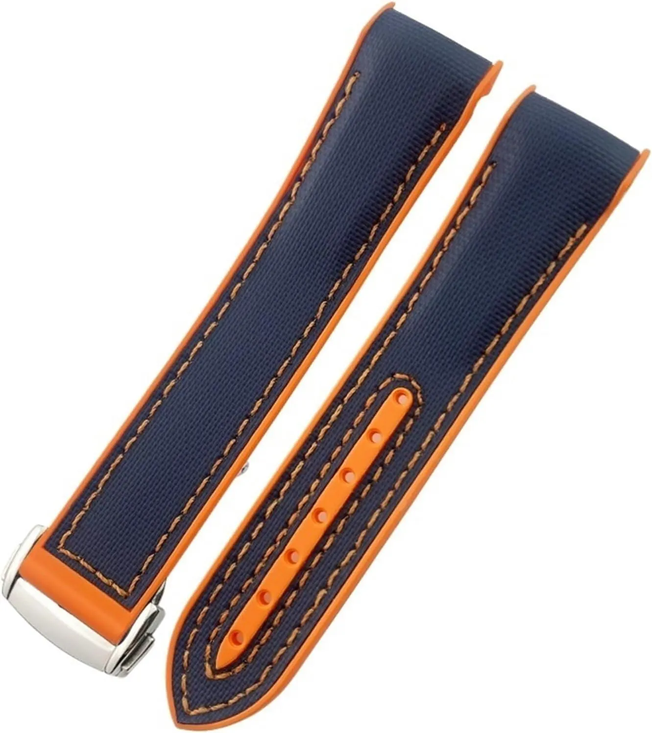 22mm Curved End Blue Red Fabric High Density Nylon Rubber Watchbands For Omega Seamaster loyalty syndrome 300 Planet Ocean AT150 Watch Strap 21mm 