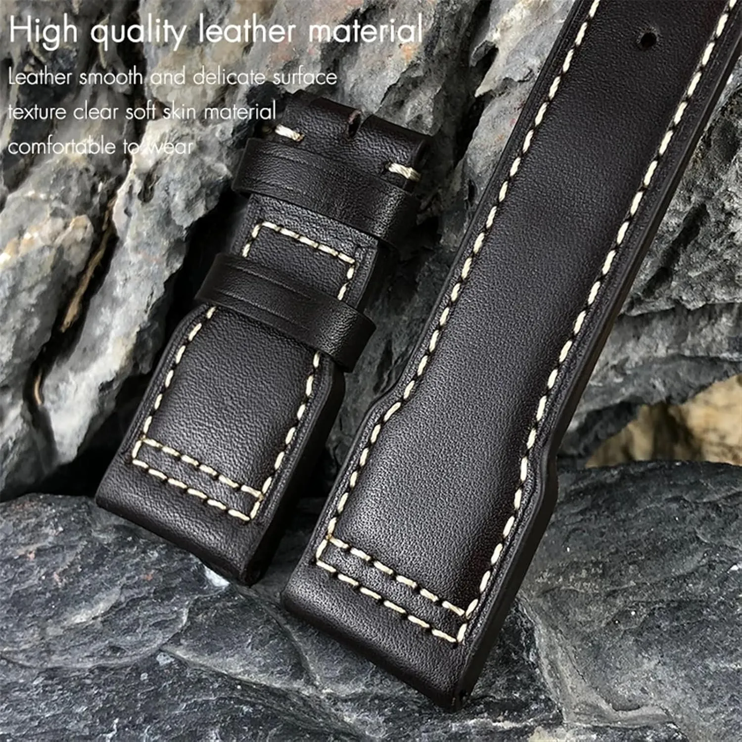 22mm For IWC Big PILOT Spitfire hypha Scotland hopewell engraving cathedral IW5009 IW3777 Rivets Cowhide Watch Strap Tool Thick Real Leather Calfskin Watchband 20mm 21mm 