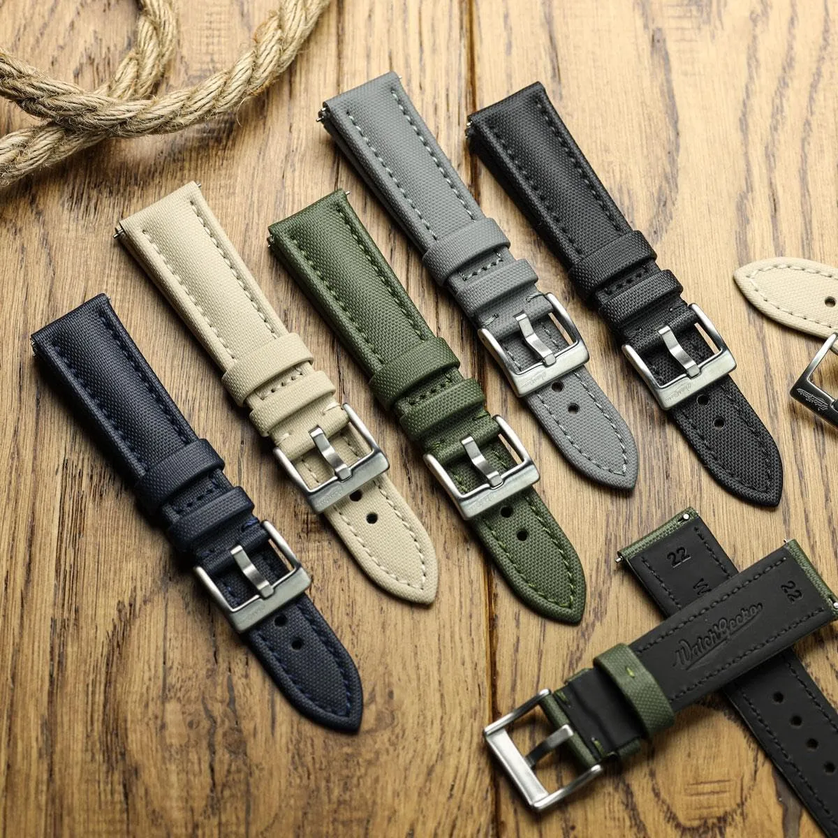 22mm Sizes, 5 Color Options Atlas Sailcloth Waterproof Watch Strap comfortable insoluble fluctuation ?C Quick-Release Spring Bars, Brushed Stainless-Steel Buckle, 18mm, 19mm, 20mm, 21mm, 