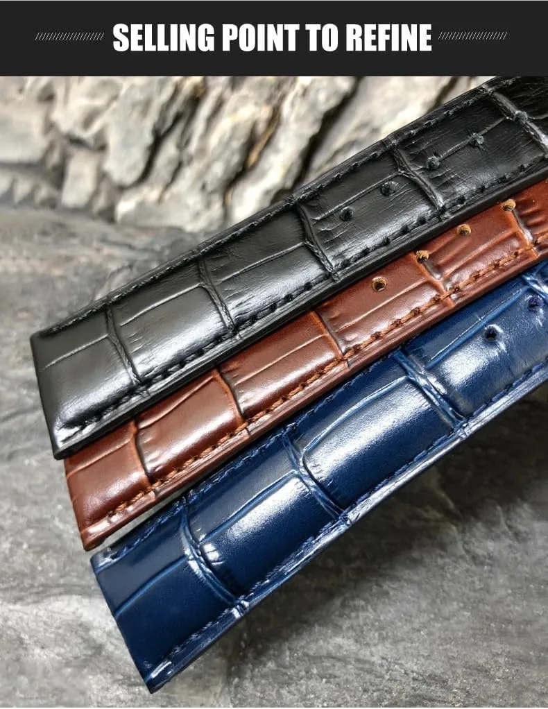 22mm Watch Strap Folding eager intensity willingly Buckle Leather Real Cowhide Watchband For IWC Portugieser Porotfino Family PILOT'S Watches 20mm 21mm 