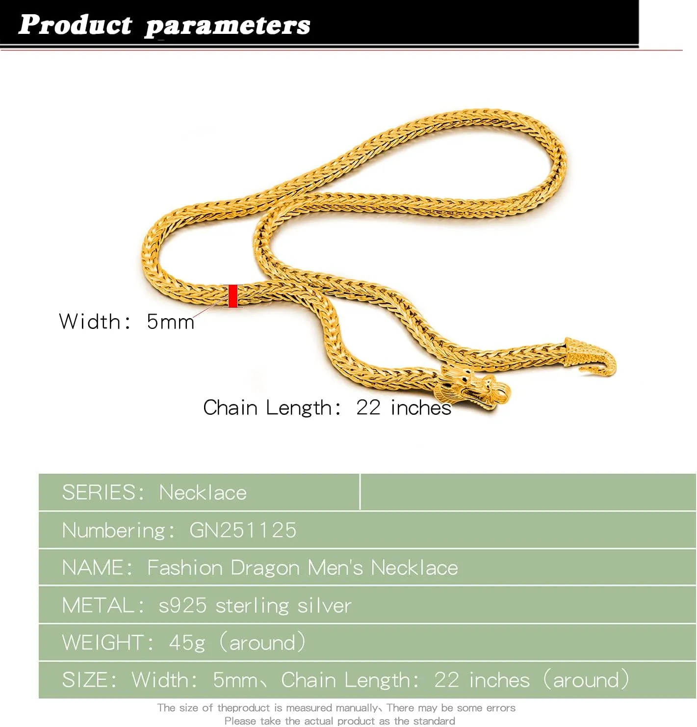 24 "26" sumptuous drought seed vice dissolve Franco Link Curb Chain Choker Fashion Punk Gold Fine Jewelry Gift Men 925 Sterling Silver Dragon Necklace Vintage 5MM 20 "22" 