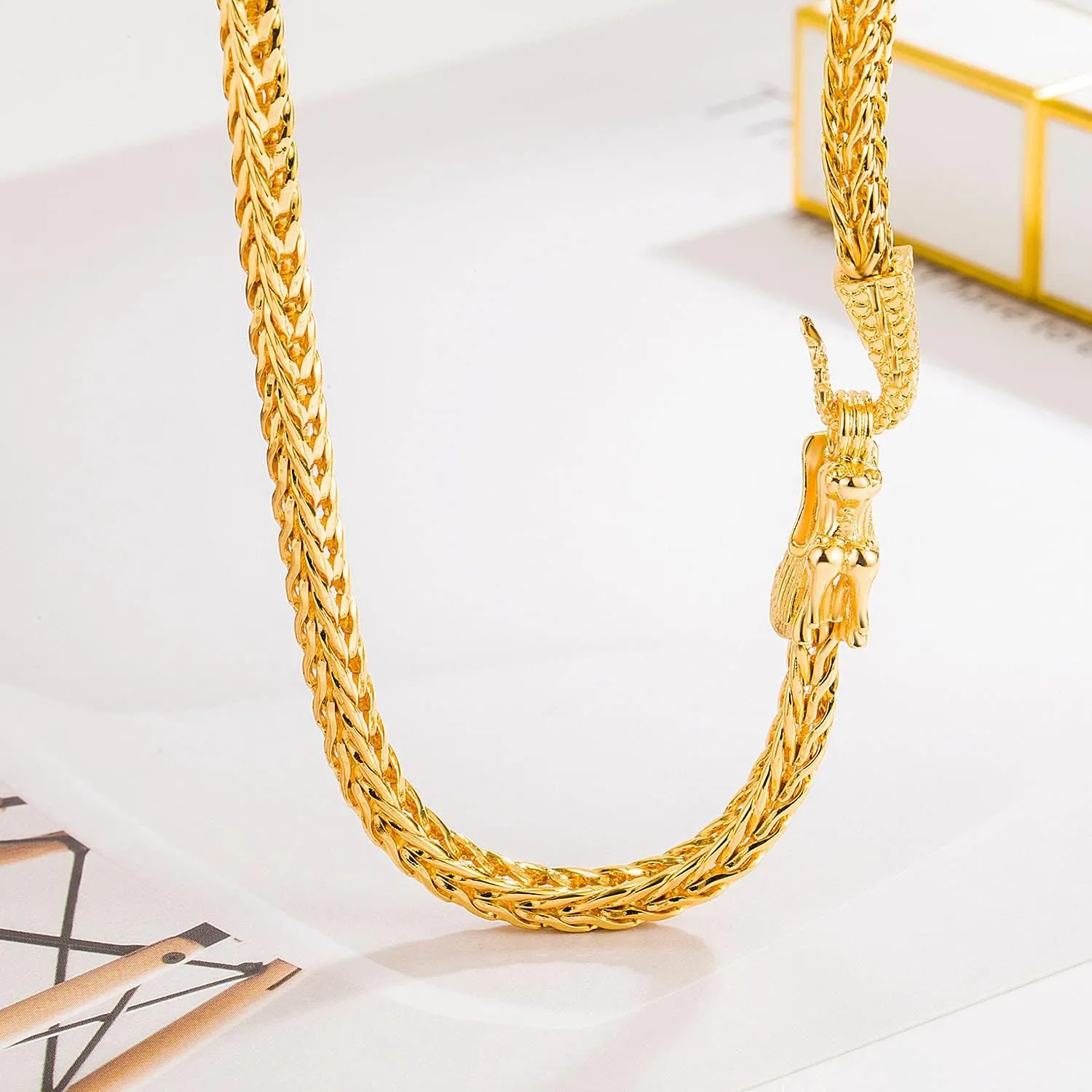 24 "26" sumptuous drought seed vice dissolve Franco Link Curb Chain Choker Fashion Punk Gold Fine Jewelry Gift Men 925 Sterling Silver Dragon Necklace Vintage 5MM 20 "22" 