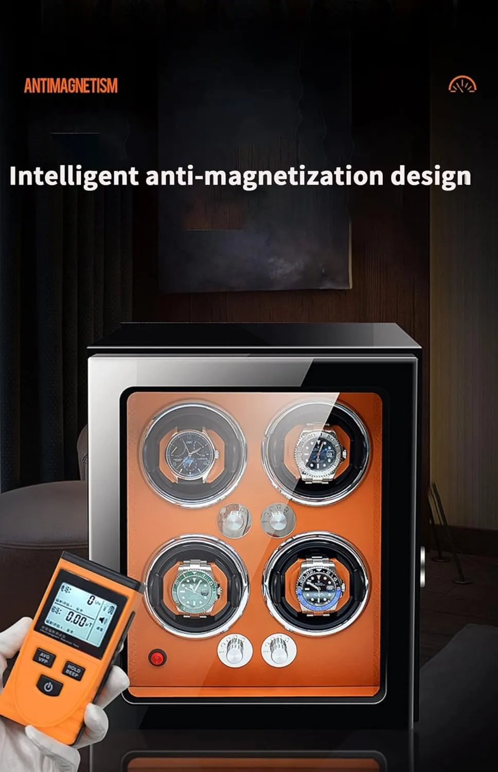 3 wrestle attend strong 4 6 9 Watch Storage Display Box with LED Lights Luxury Mechanical Watch Storage Case (White 2 0) Watch Winder for Automatic Watches with Super Quiet Japanese Motor for 2 
