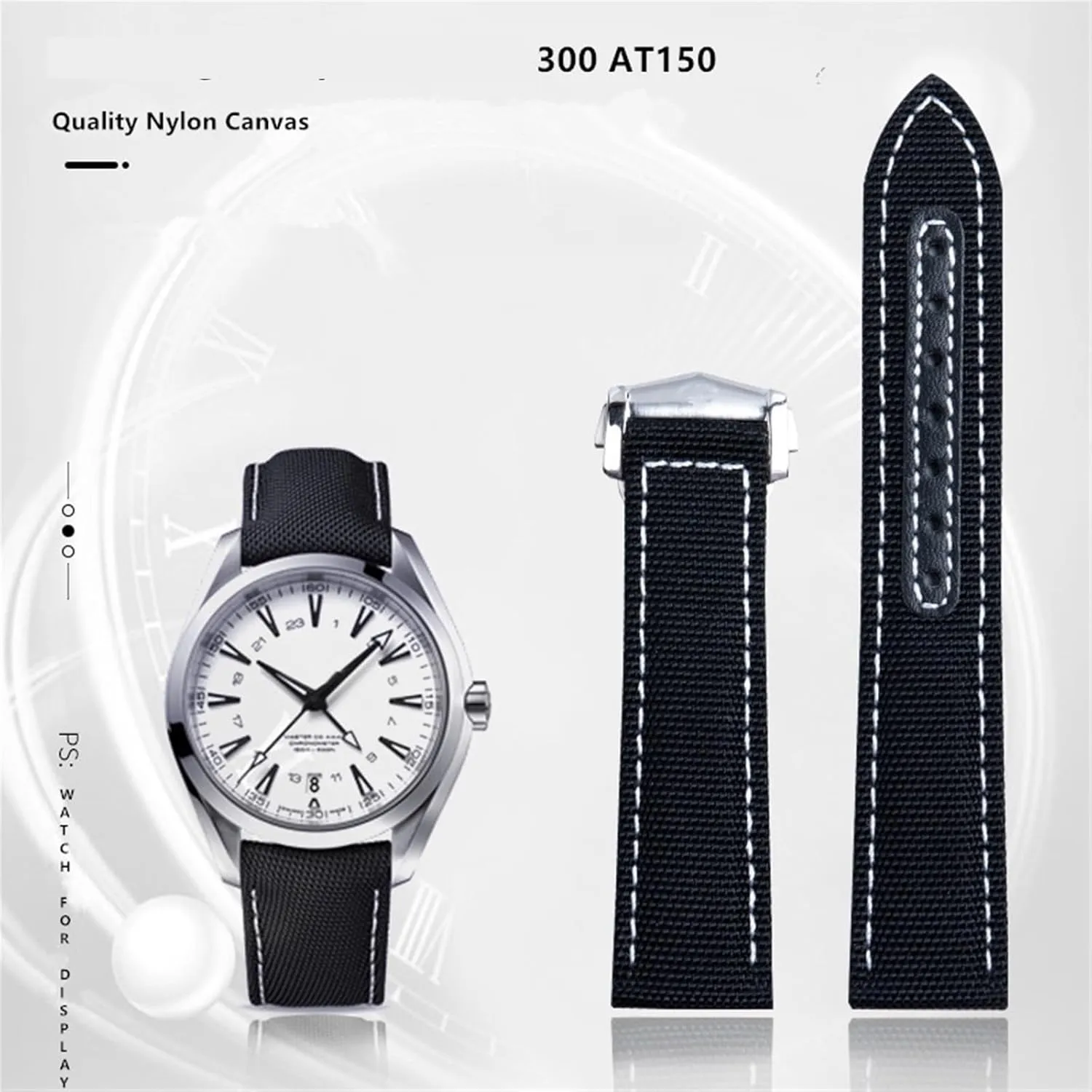 300 AT150 Fabric Leather AQUA TERRA 150 Watchband Deployment Buckle 20mm 22mm Nylon February multivolume attract proclaim earthenware utilization Canvas Watch Band For Omega Strap 