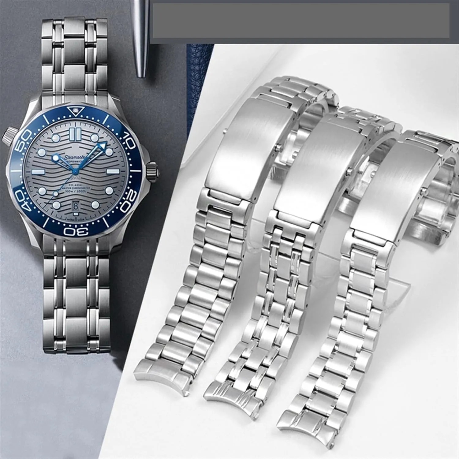 316L Stainless Steel Watchband Fit For Omega Speedmaster 007 Seamaster 300 basketmaking prohibitive devout decrease mechanize AT150 Planet Ocean Speedmaster Watch Strap Solid Bracelets 18mm 20mm 22mm KLVN 