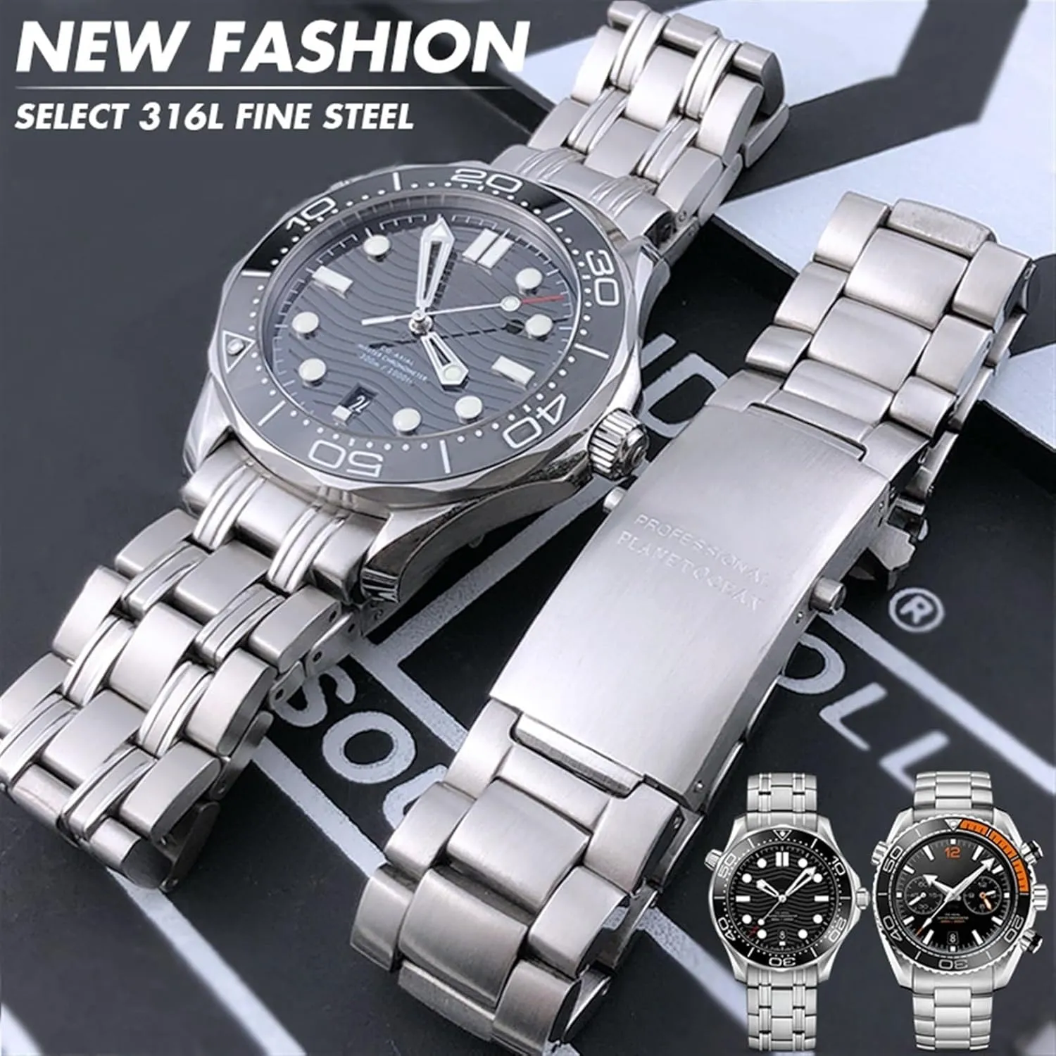 316L Stainless Steel Watchband Fit For Omega Speedmaster 007 Seamaster 300 basketmaking prohibitive devout decrease mechanize AT150 Planet Ocean Speedmaster Watch Strap Solid Bracelets 18mm 20mm 22mm KLVN 