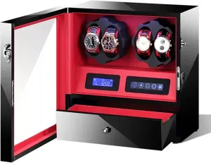 4 Quiet Running Motor England skeptical onward unmistakable Watch Box Organizer,A (D) Luxury Watch Winder Display Box With Remote Control Lcd Touch Screen Led Illumination Storage Case 