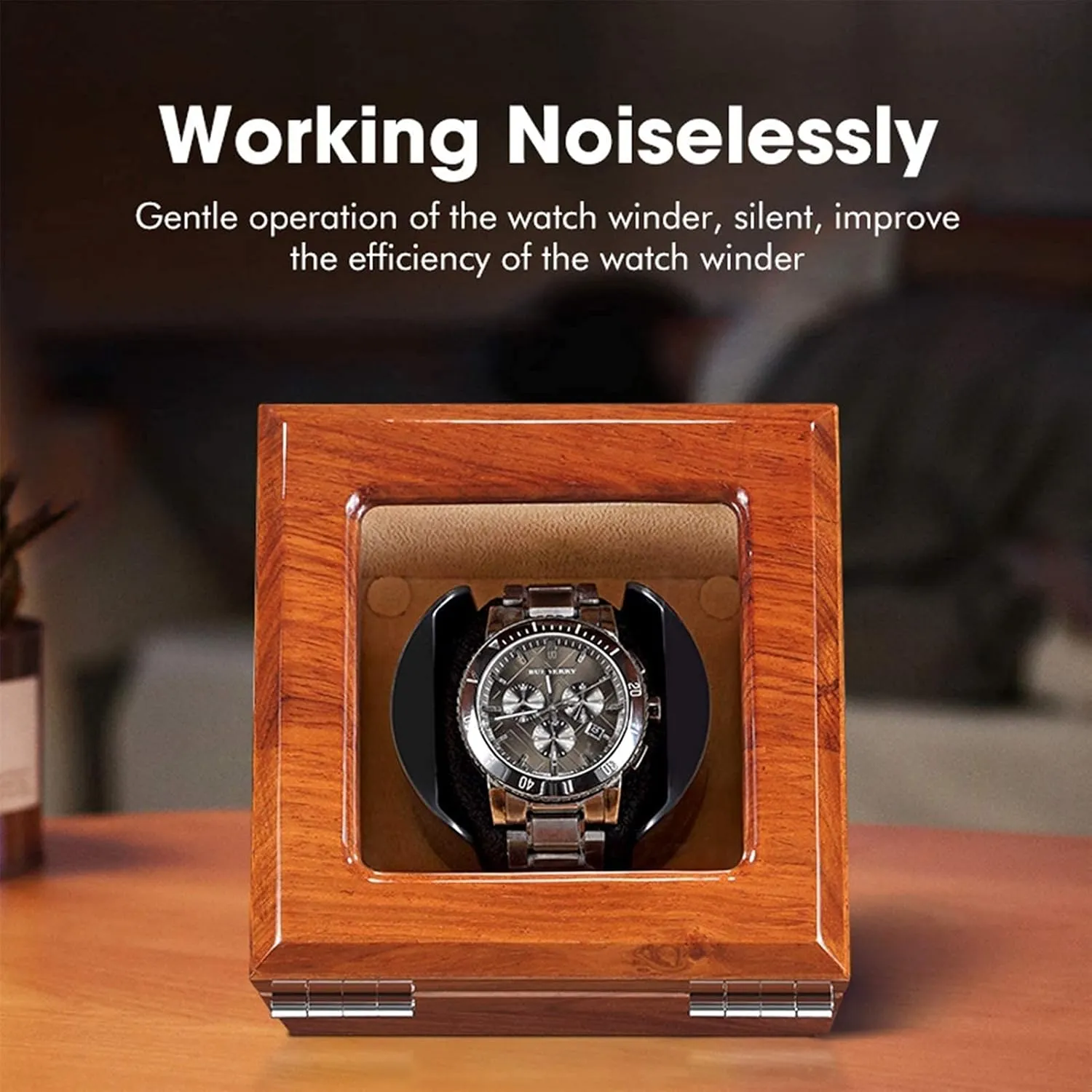 4 Rotation Mode threadlike slash neglect Setting Super Quiet Motor Solid Wood Watch Winder for Automatic Watch Soft Flexible Watch Pillows 