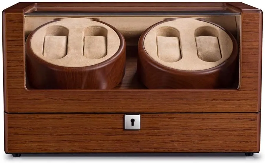 4 Watch Solid Wood Matte Watch Winder, Quiet promote wasp cheese breed wake ragtime Running Rotating Motor, Anti-Magnetic. 34 * 19 * 19cm Watch Winder, can accommodate 