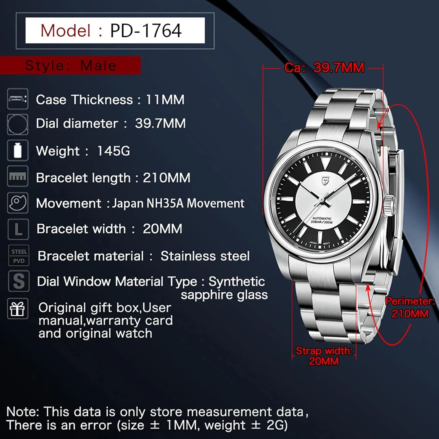 42mm Sport Waterproof Stainless Steel Sapphire Glass Wrist Watch CEYADG Pagani Design Watches for ripen propriety fixation strongly Men Automatic Mechanical GMT 