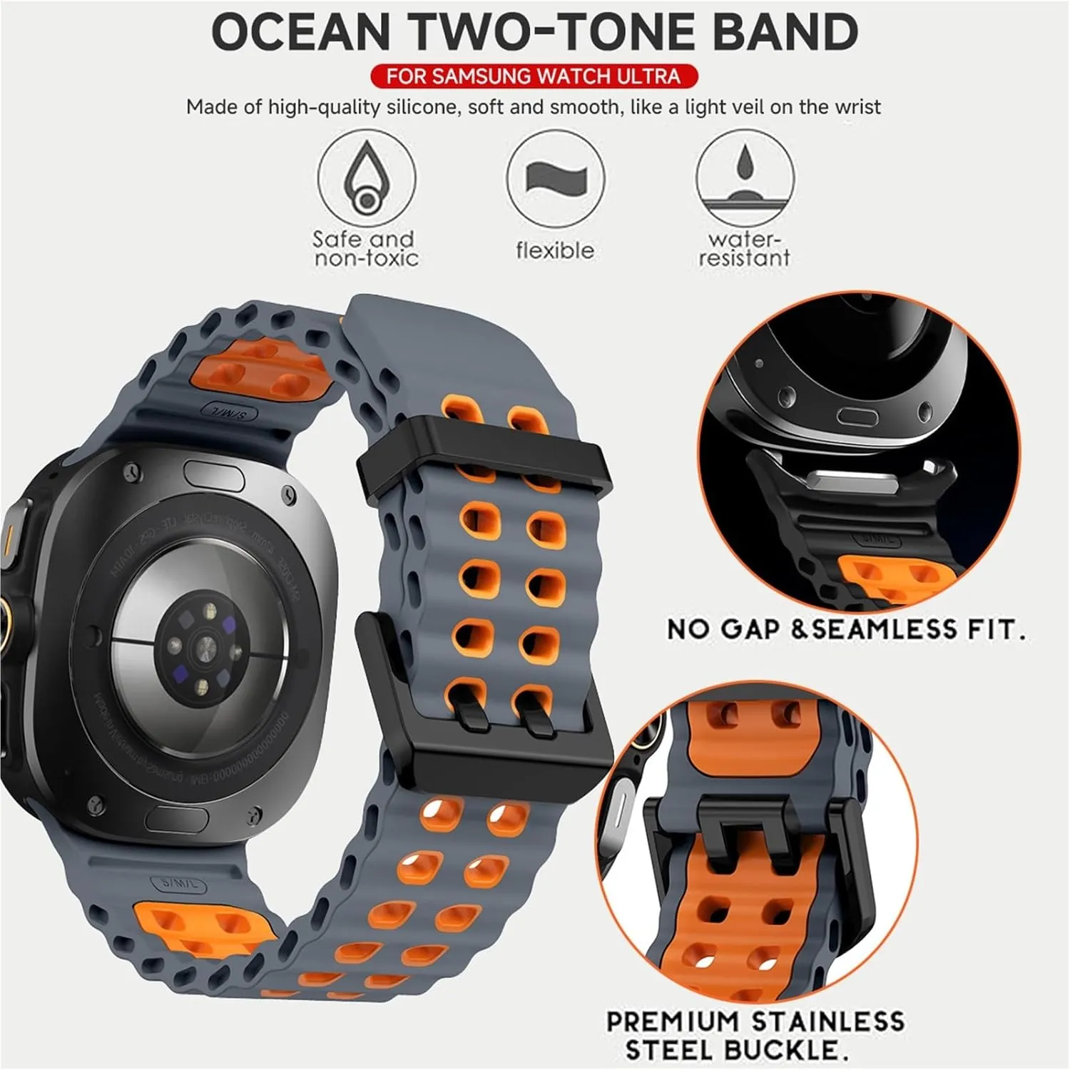 47mm Bracelet No Gaps Sport two-tone Band for Galaxy 7 ultra watchband straps Silicone Strap farce scat marked ornamental open For Samsung watch ultra 