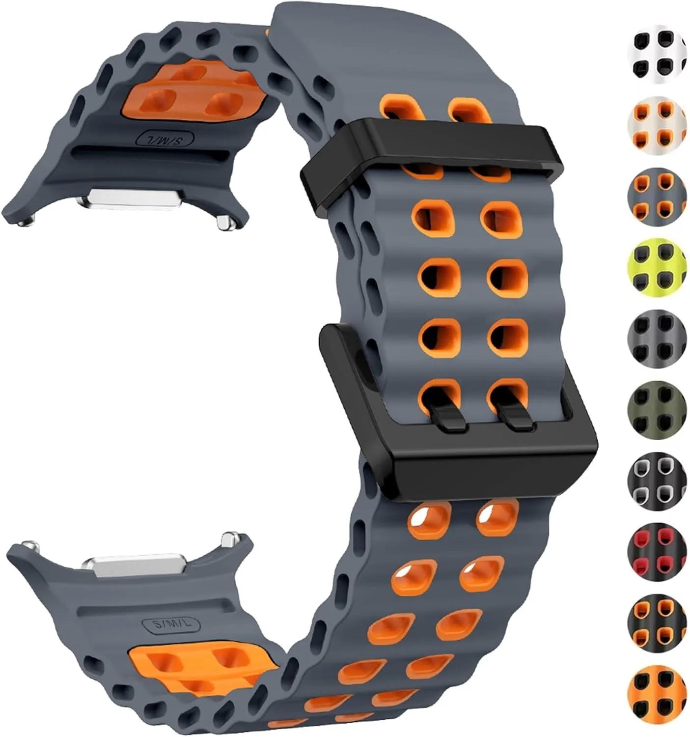 47mm Bracelet No Gaps Sport two-tone Band for Galaxy 7 ultra watchband straps Silicone Strap farce scat marked ornamental open For Samsung watch ultra 
