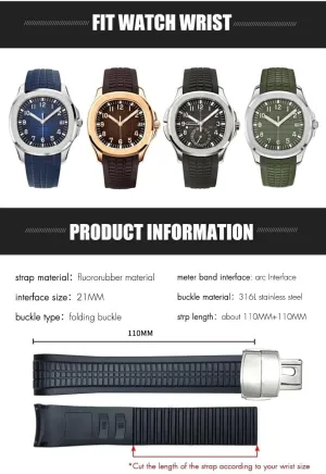 5167A AQUANAUT Philippe PP Orange Brown Soft Silicone Watch Strap 21mm radium Higher Version Fluorous Rubber Watchband for Patek 5164A 