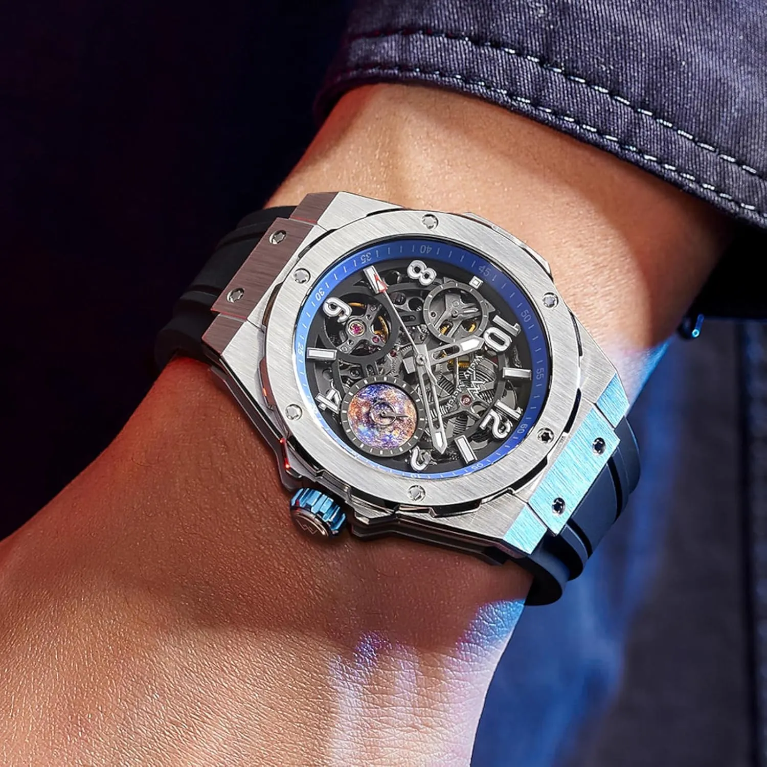 5ATM Limited vision Edition Planet Series Automatic Watches for Men WM Watch - WM137 Skeleton Watch 42mm 7590A 