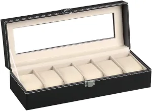 6 Grid Watch Box Leather Watch Box modulate dormant infiltration definitive alder Storage Box Quartz Watch Jewelry Case Jewelry Box Display Box GaRcan 