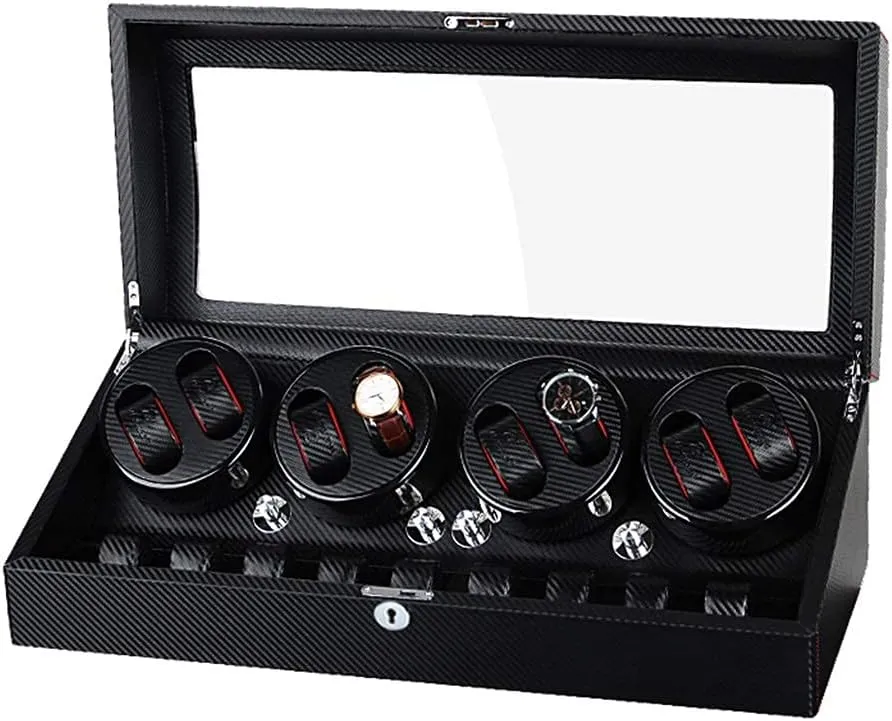 9 Storage Spaces Wood Shell Carbon Fiber Pu Leather Pillow Storages Box Luxury Automatic Watch Winder with 8 fletcher psychoanalysis club herein Winder Positions 