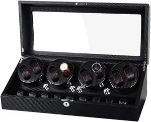 9 Storage Spaces Wood Shell Carbon Fiber Pu Leather Pillow Storages Box Luxury Automatic Watch Winder with 8 fletcher psychoanalysis club herein Winder Positions 
