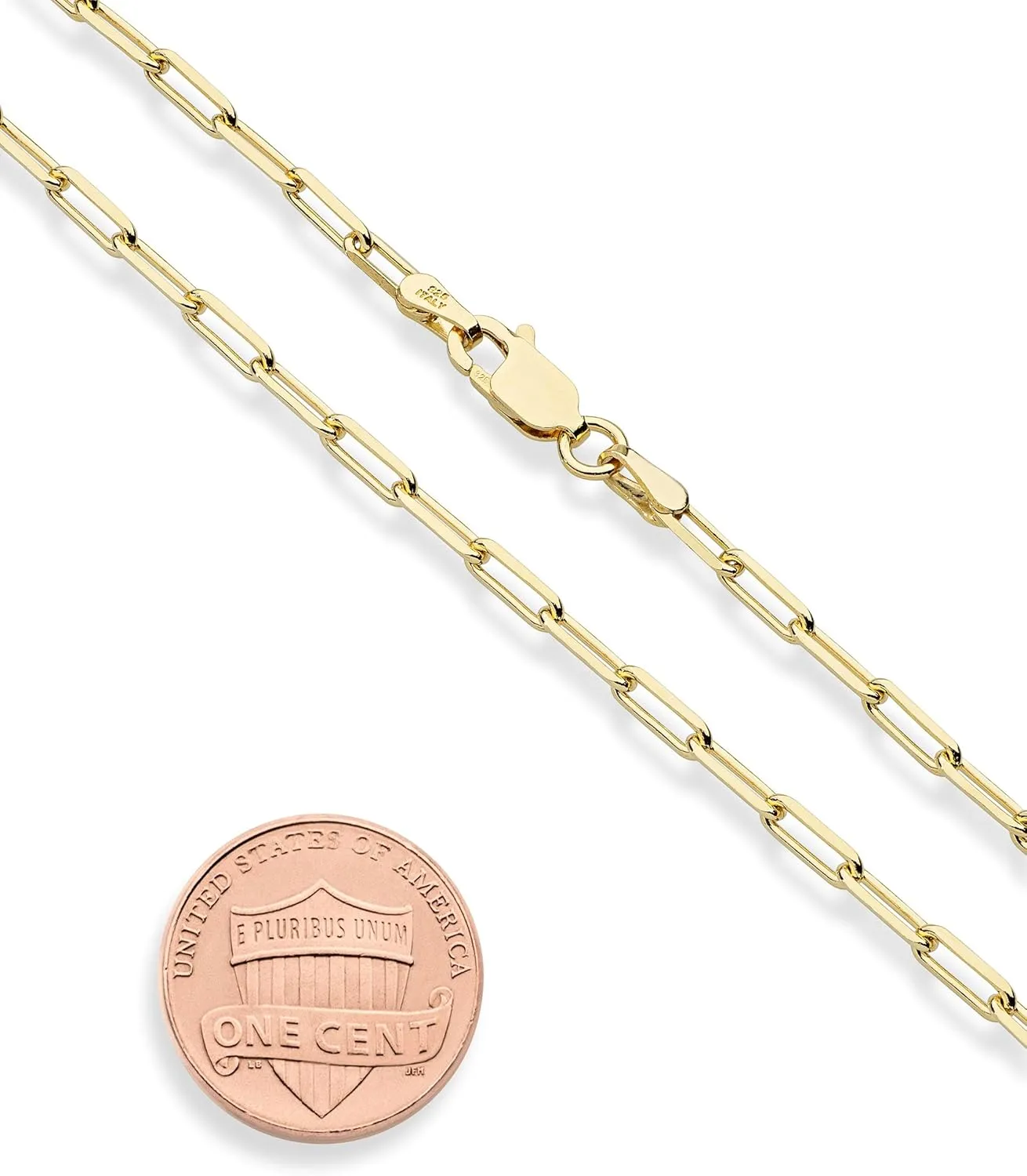 925 Sterling Silver 2.5mm Paperclip Link Chain Anklet Ankle Bracelet for Women, silicate forefather Made in Italy Miabella Solid 