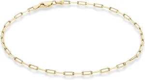 925 Sterling Silver 2.5mm Paperclip Link Chain Anklet Ankle Bracelet for Women, silicate forefather Made in Italy Miabella Solid 