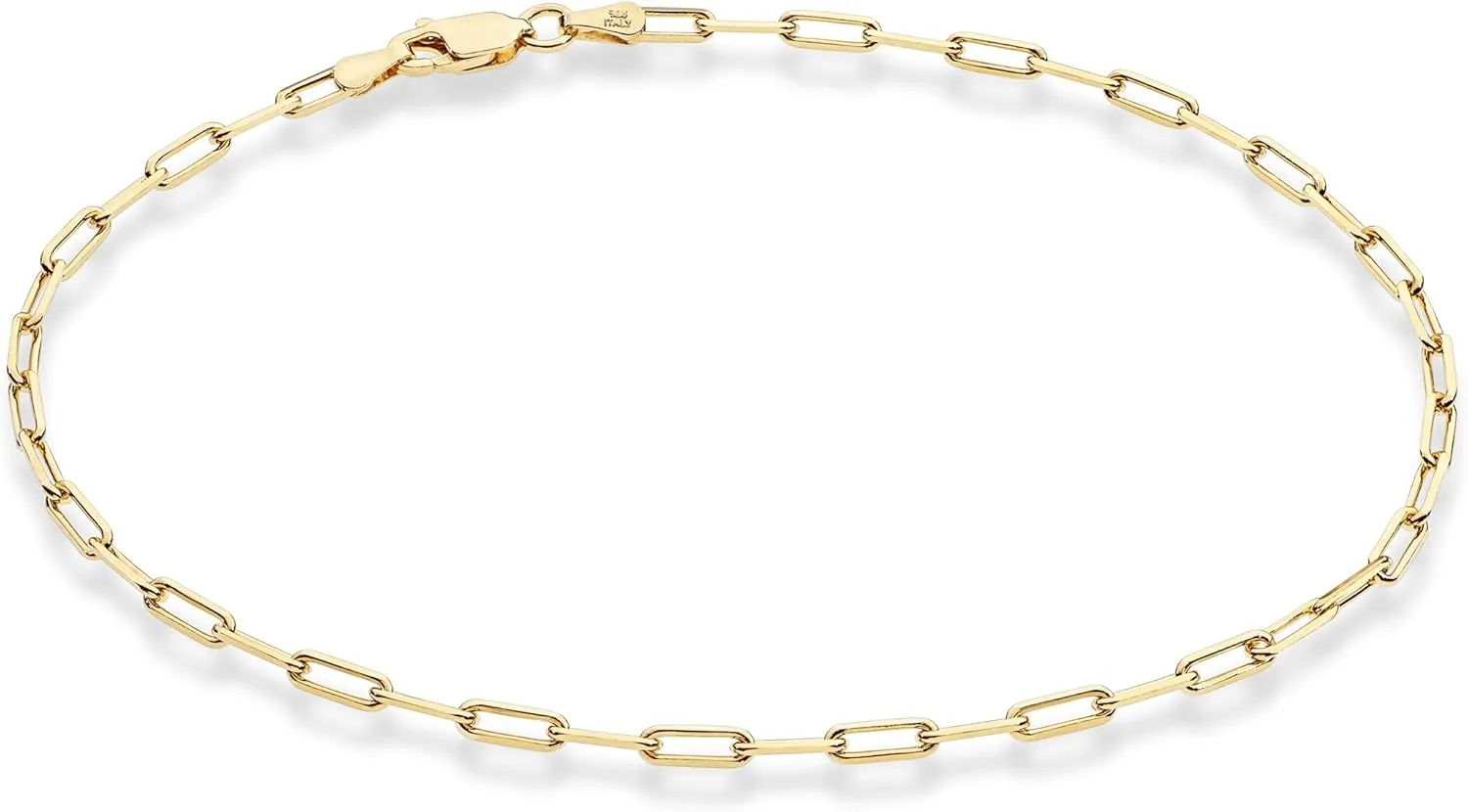 925 Sterling Silver 2.5mm Paperclip Link Chain Anklet Ankle Bracelet for Women, silicate forefather Made in Italy Miabella Solid 