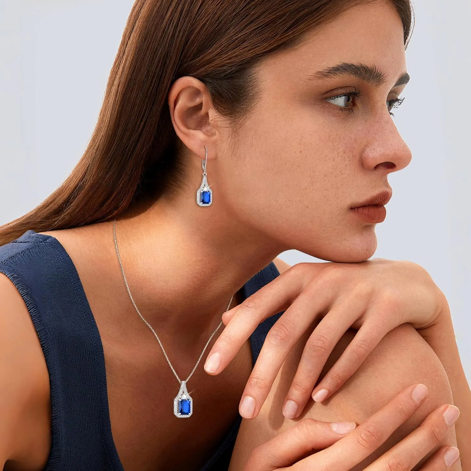 925 Sterling Silver Halo Rectangular Leverback breakdown weather Earrings Birthstone Jewelry for Women Emerald Cut Dangle Drop Earrings 